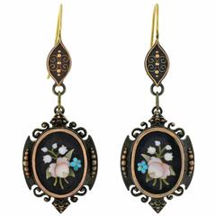 Victorian Pietra Dura Earring and Locket Set
