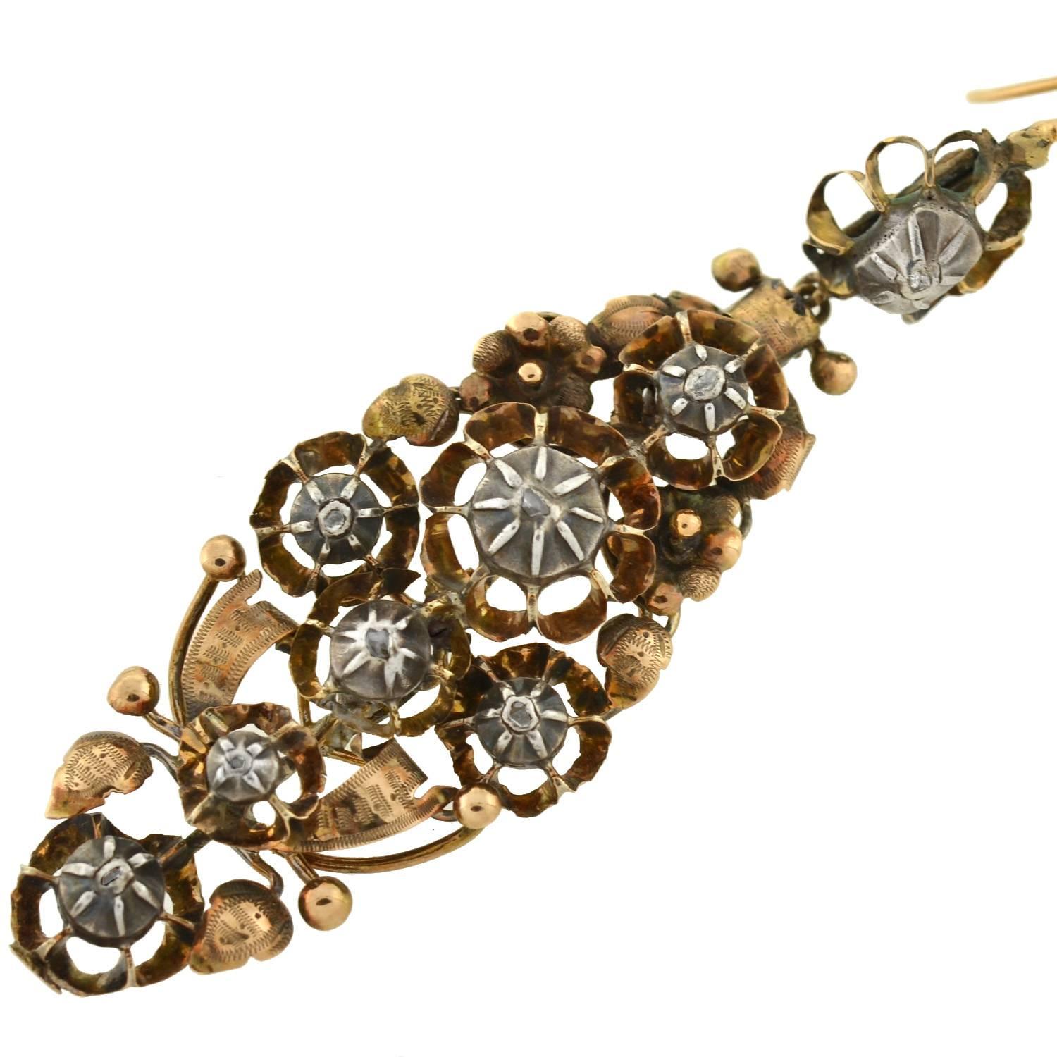 Women's Early Victorian Dramatic Rose Cut Diamond Earrings