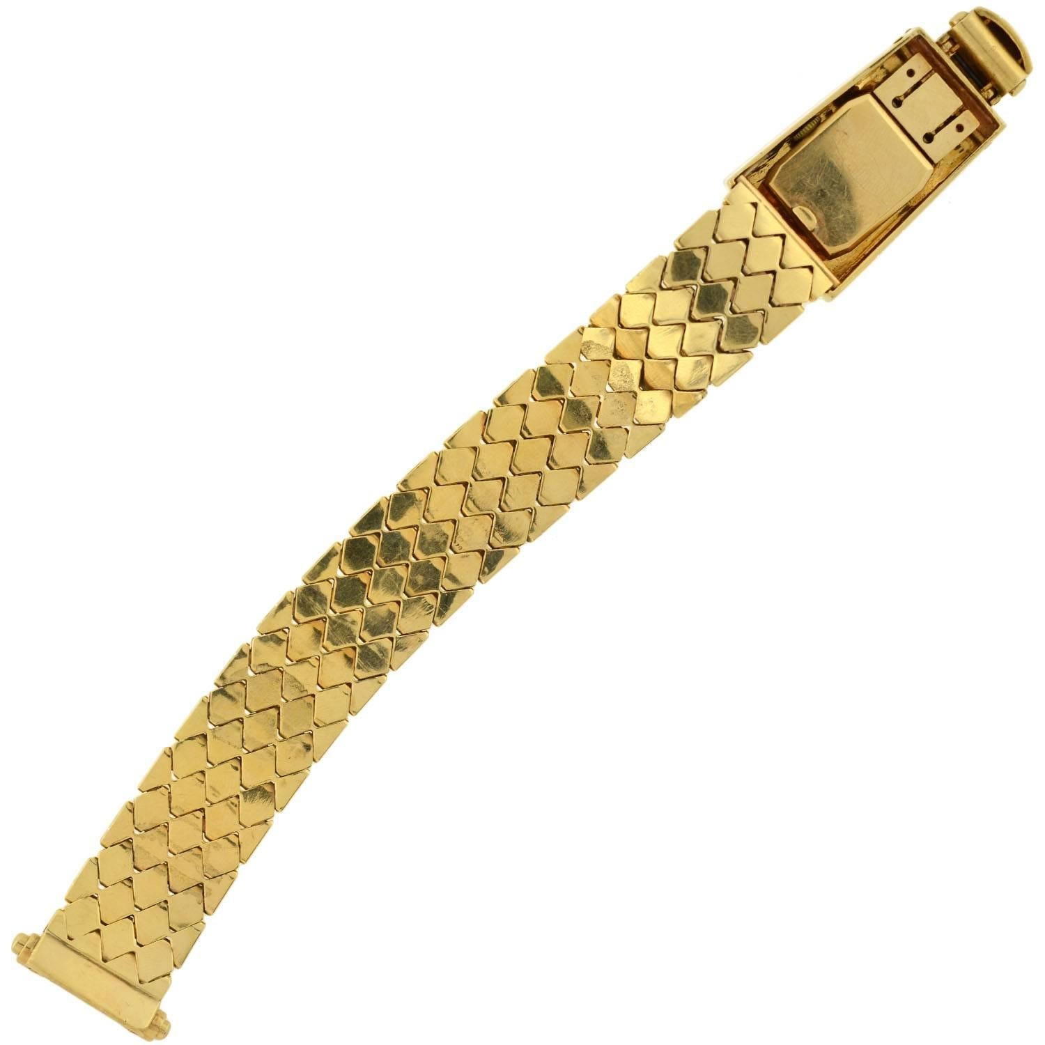Retro Yellow Gold Diamond Ruby Buckle Bracelet Wristwatch 3
