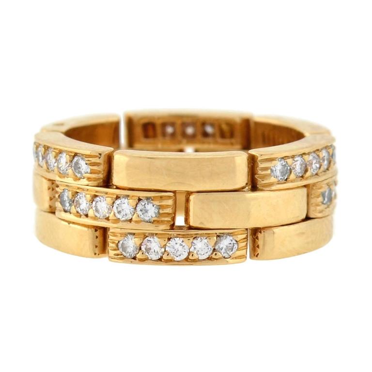 Cartier Paris Contemporary Hinged Diamond Pavé Gold Band Ring For Sale ...