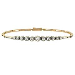 Victorian 1.45 Carat Mine Cut Diamond Mixed Metals Bracelet 6