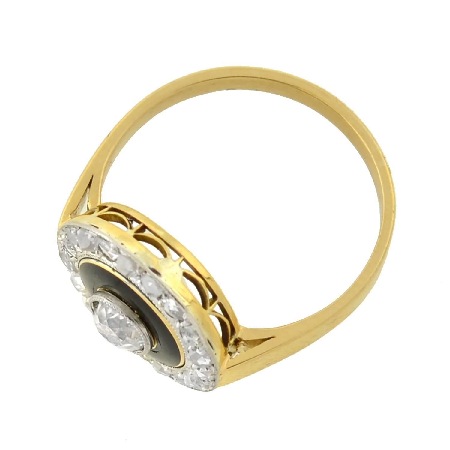 Edwardianischer Diamant- und Emaille-Ring im Zustand „Gut“ im Angebot in Narberth, PA