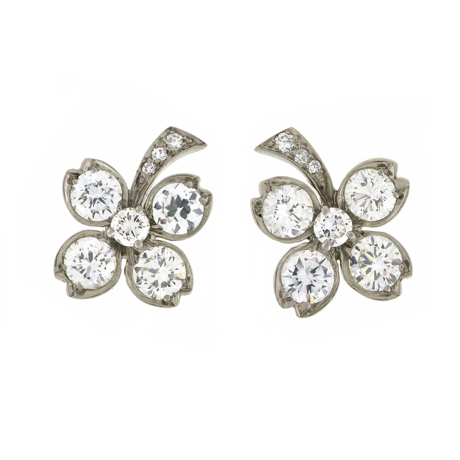 Tiffany 
Co. Retro Diamond Palladium Clover Stud Earrings