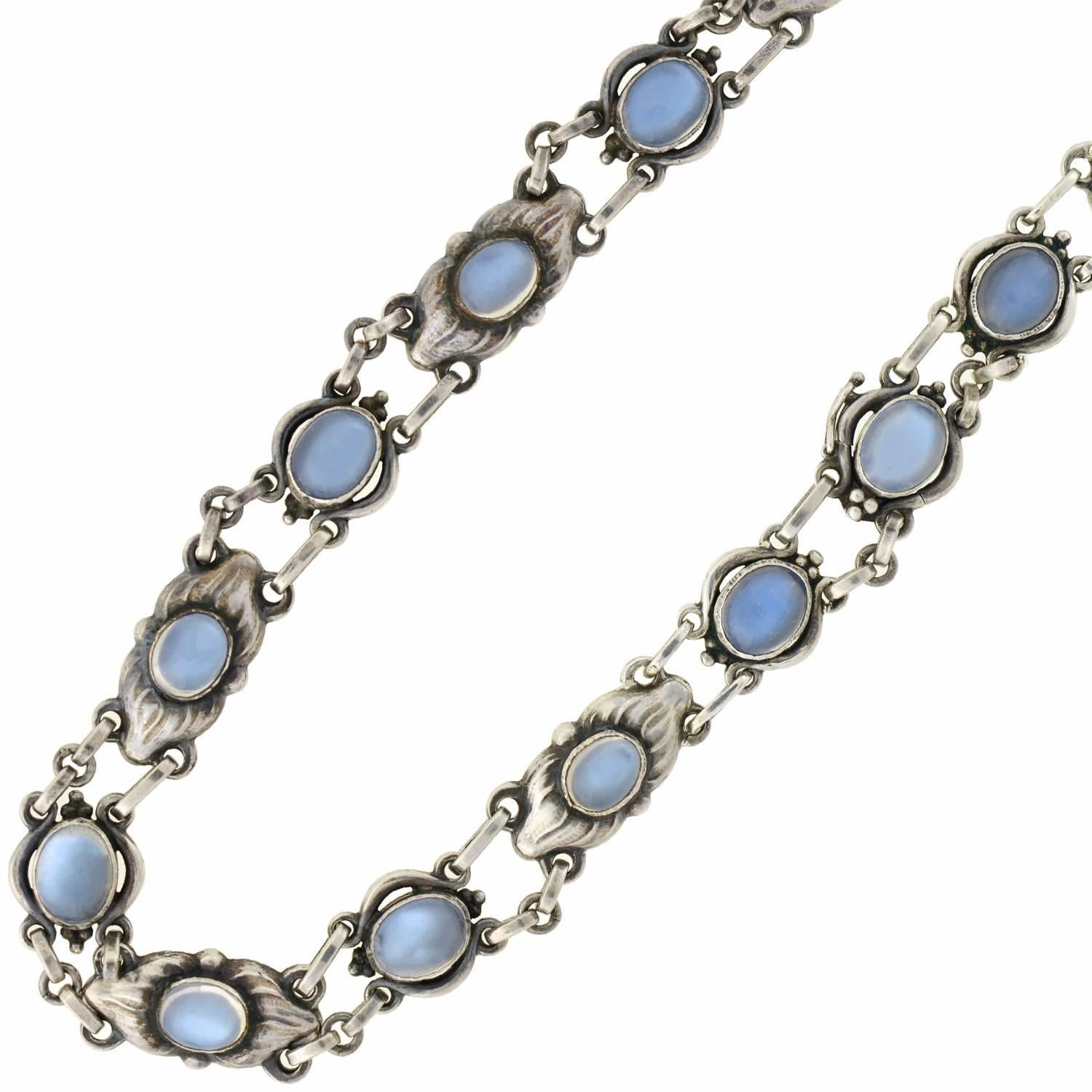 Renowned Danish silversmith Georg Jensen was born in 1866. His training in metalsmithing and his education in the Fine Arts enabled him to develop a successful career based in beautiful jewelry and silver design. His signature Art Nouveau style grew