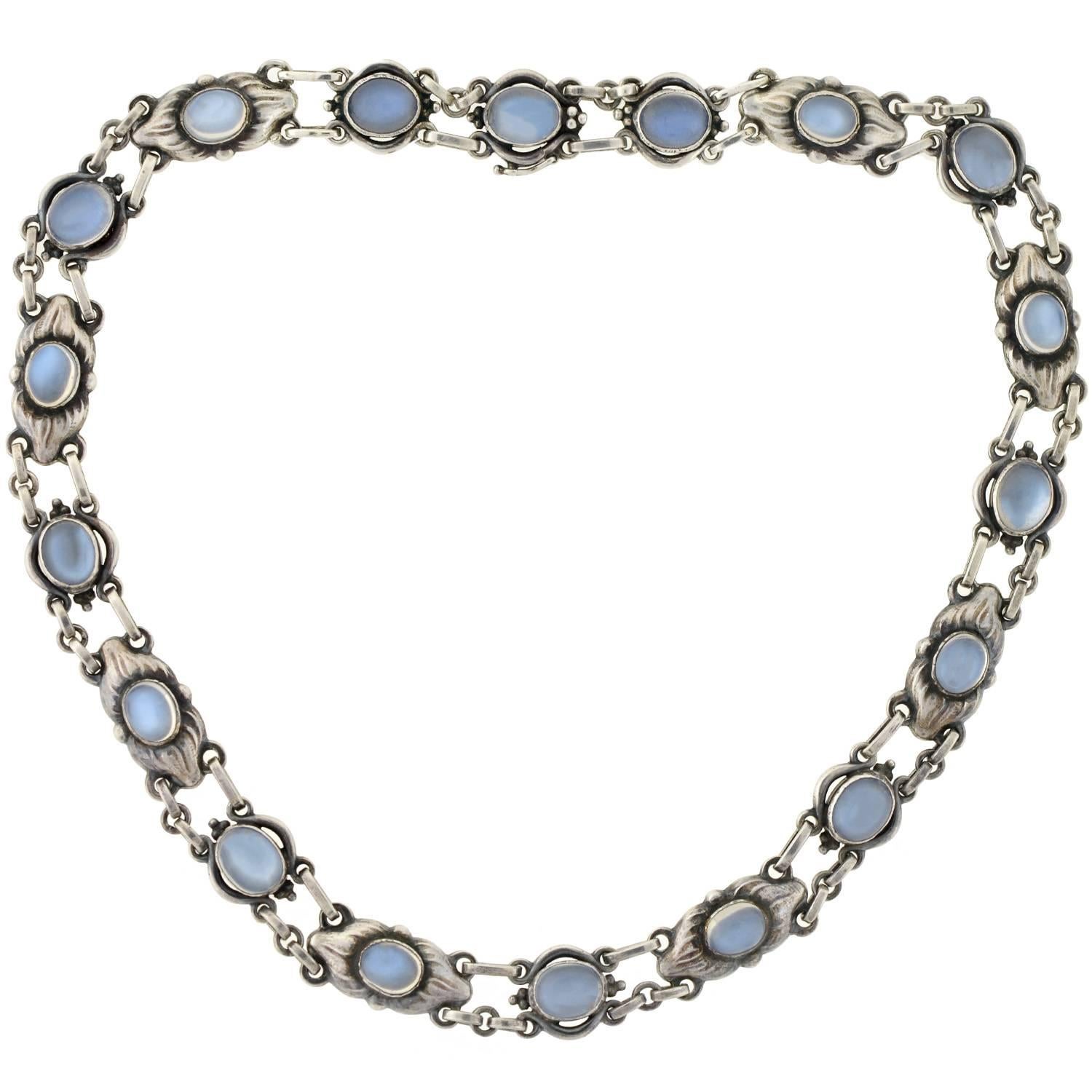 Georg Jensen Moonstone Cabochon Link Necklace