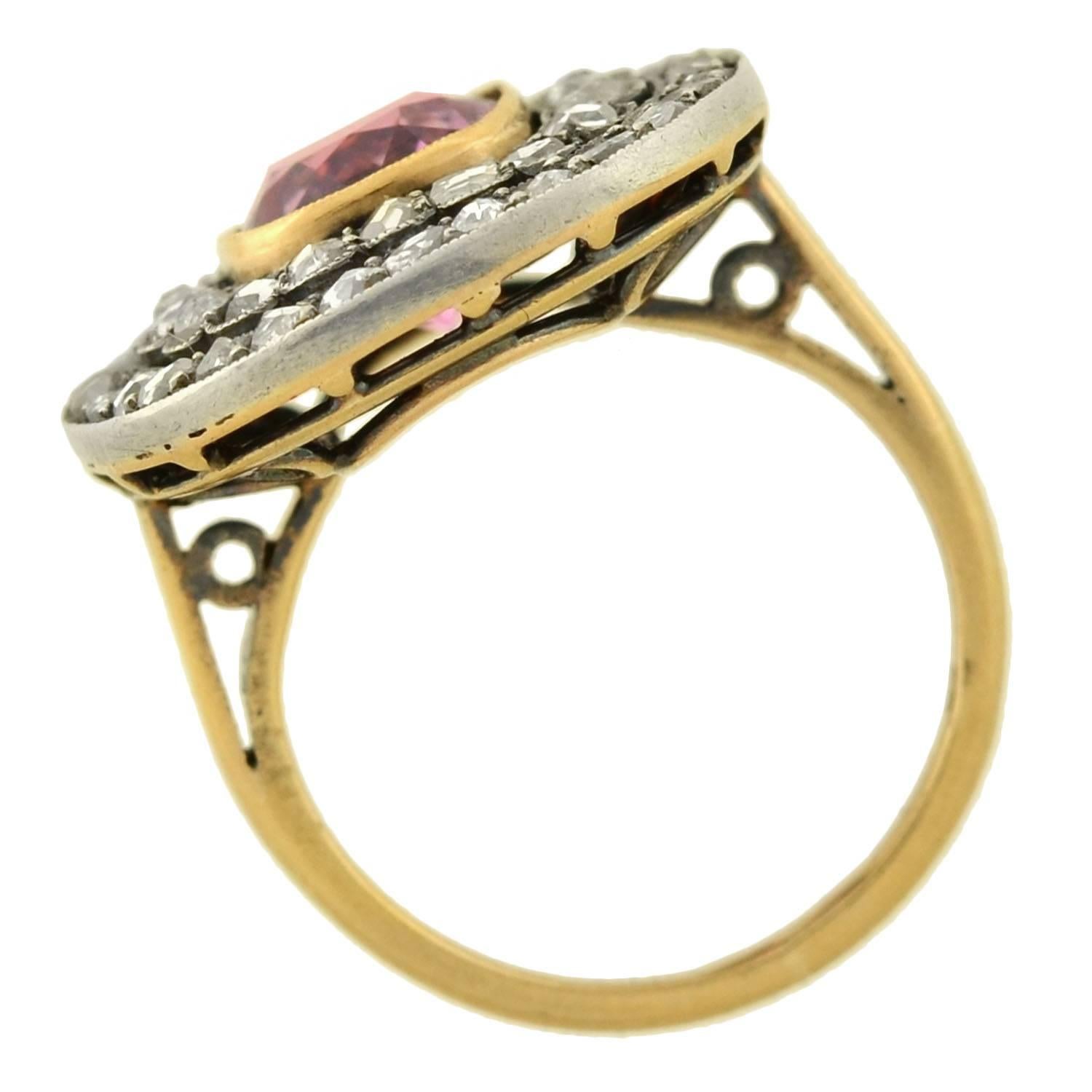 Victorian Natural Pink Spinel Rose Cut Diamond Ring