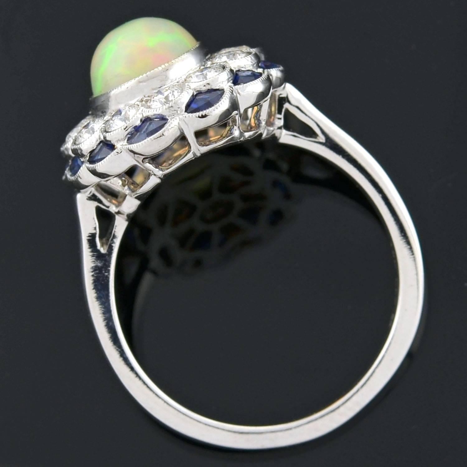 opal sapphire diamond ring