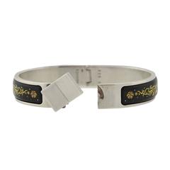 Hermes Black and Yellow Enameled Clic Clac Bracelet