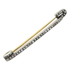 Early Victorian Mine Cut Diamond Safety Pin Brooch 9