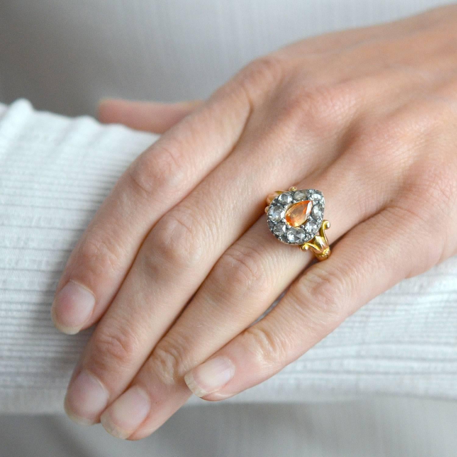 Women's Georgian Imperial Topaz Rose Cut Diamond Ring