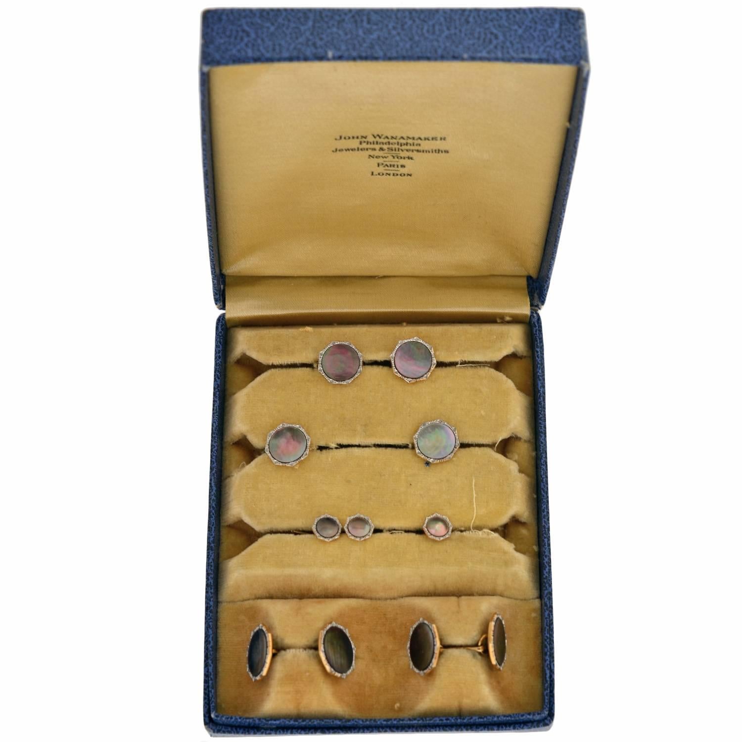 Larter Edwardian Black Mother of Pearl 9-Piece Cufflink Set 6