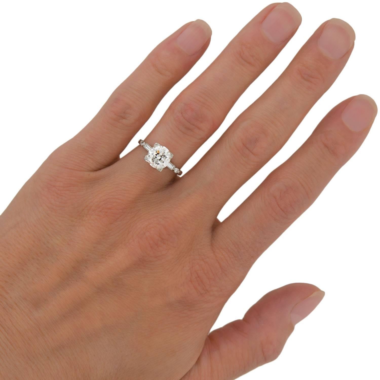 Late Art Deco GIA Certified 2.19 Carat Diamond Engagement Ring 4
