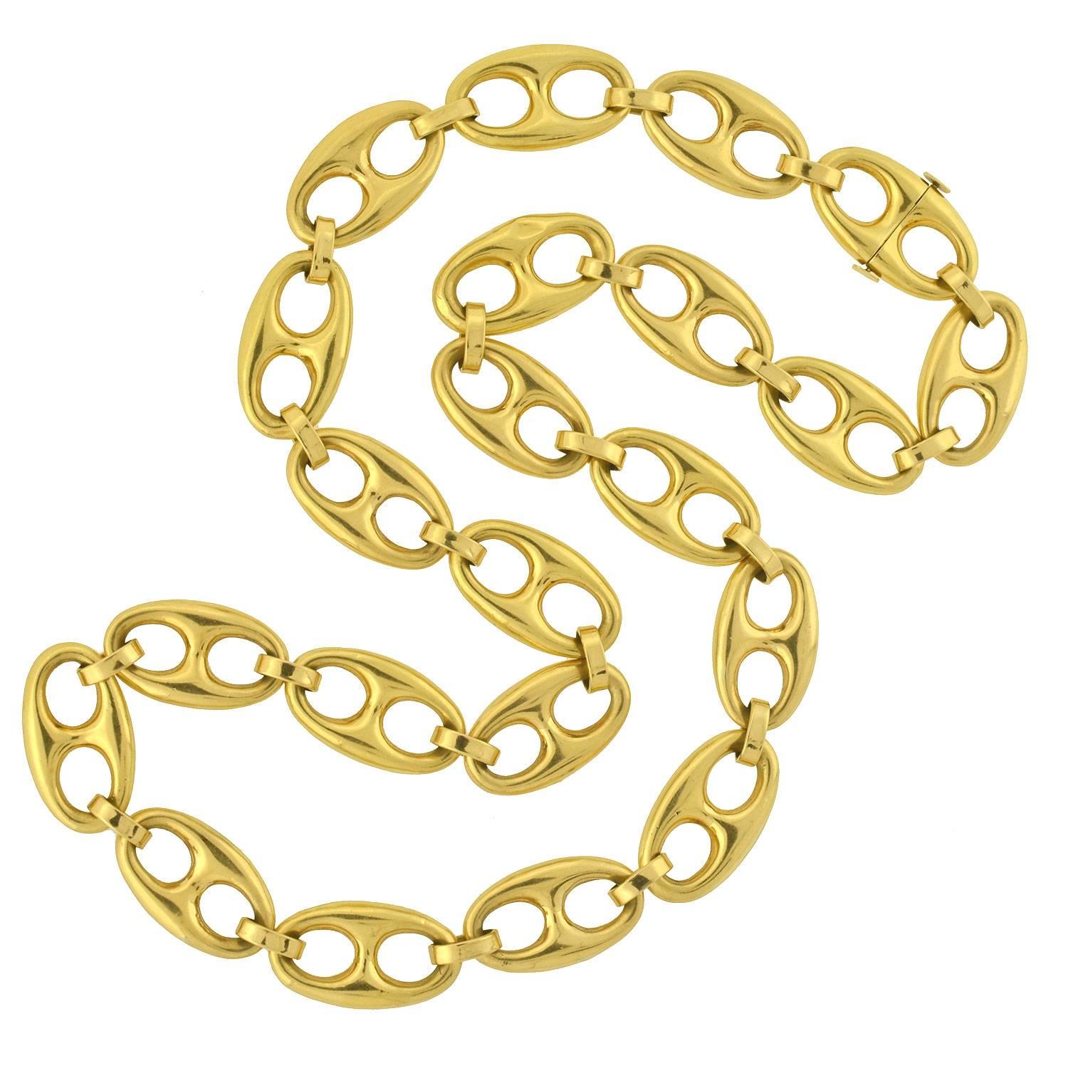 Contemporary Anchor Link Gold Chain Necklace