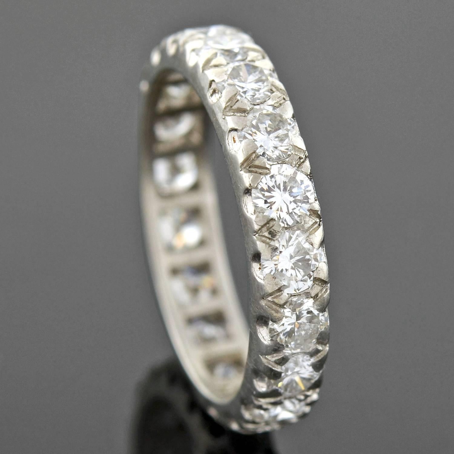 Retro 2.50 Total Carat Diamond Platinum Eternity Band For Sale 1