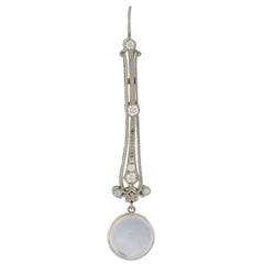 Edwardian Moonstone and Diamond Filigree Earrings