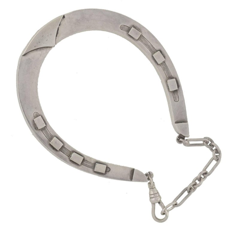 Victorian Sterling Silver "Lucky" Horseshoe Bangle Bracelet at 1stDibs