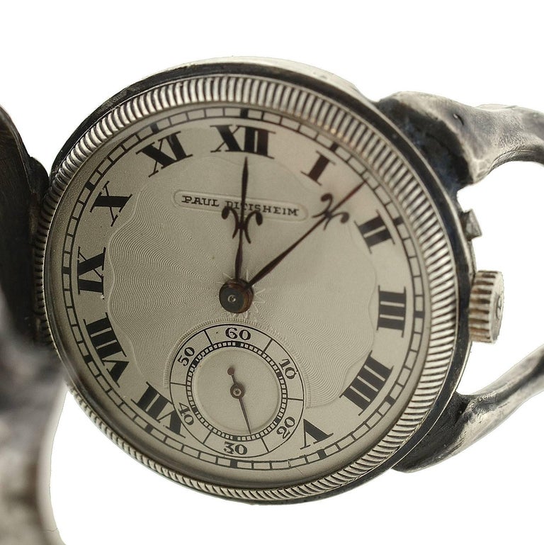 Paul Ditisheim Montre Hamlet Silver Skull Pocket Watch For Sale at