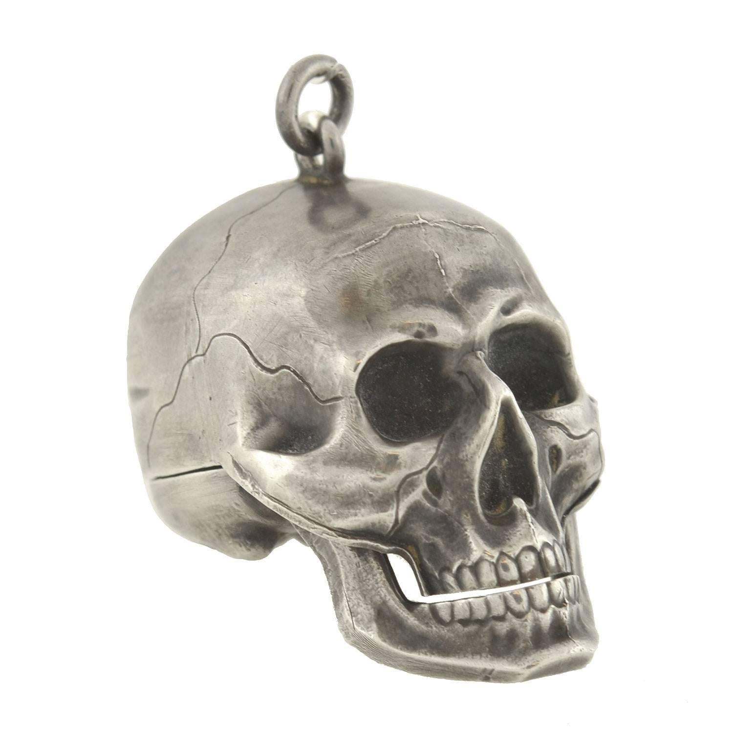 Paul Ditisheim Montre Hamlet Silver Skull Pocket Watch For Sale