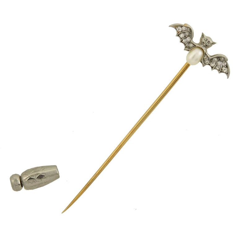 Edwardian Pearl Diamond Bat Stick Pin at 1stDibs | batstick, diamond ...