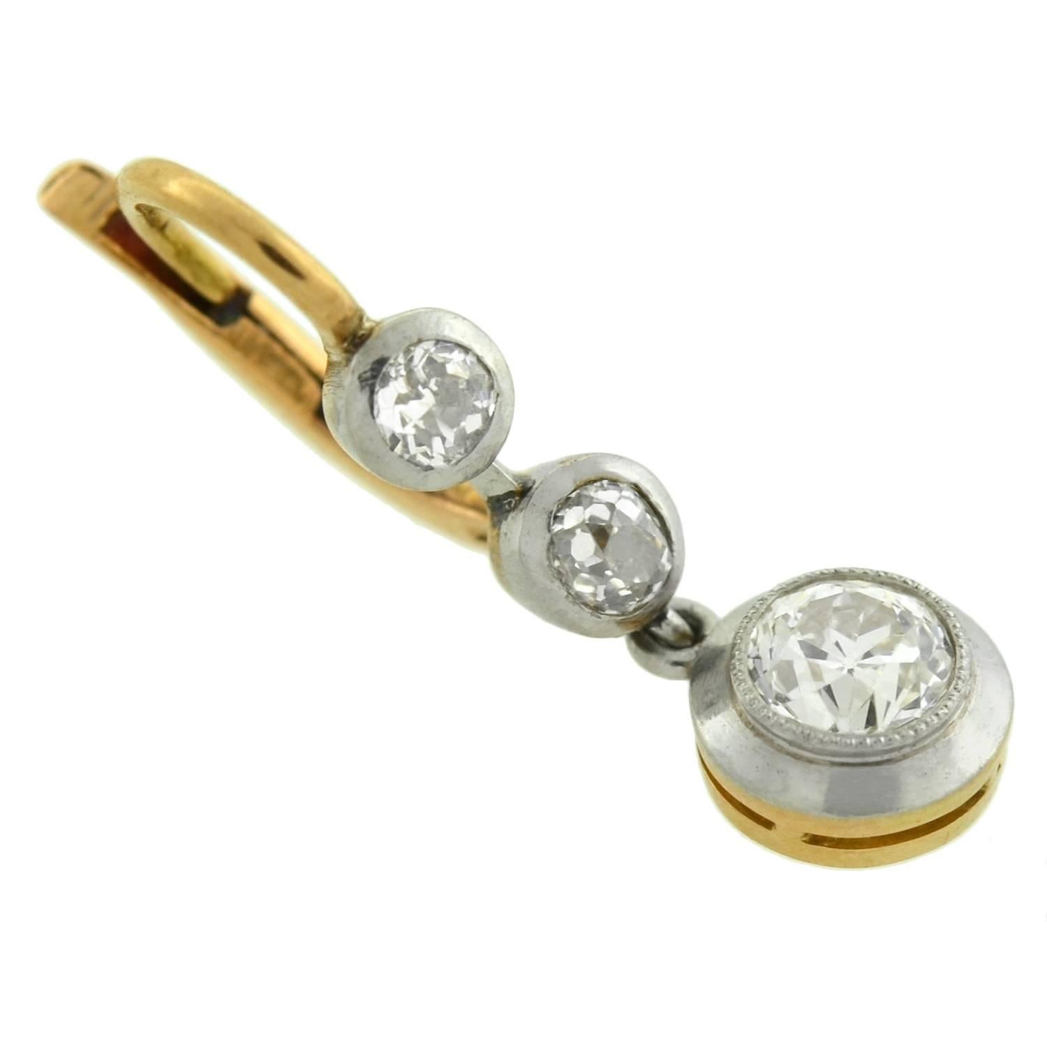 Women's Edwardian Old Mine Cut Diamond Drop Earrings