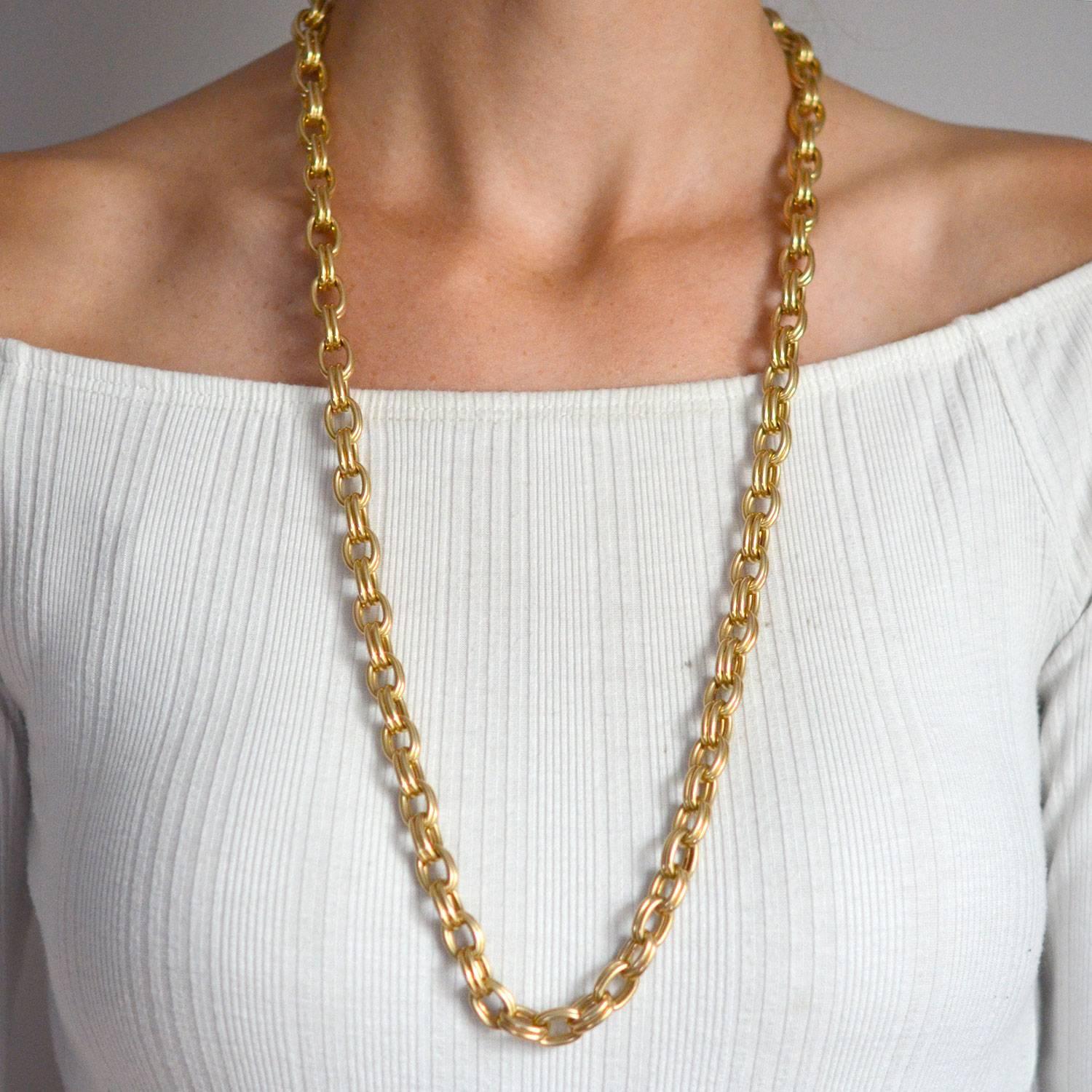 Krementz 1950s Gold Link Chain Necklace 1