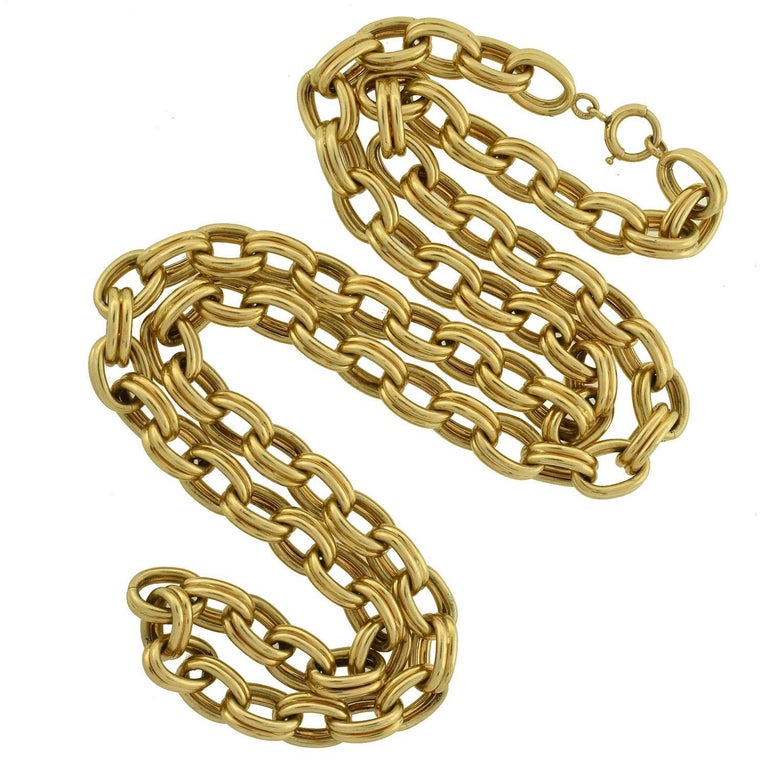 Krementz 1950s Gold Link Chain Necklace at 1stDibs krementz gold