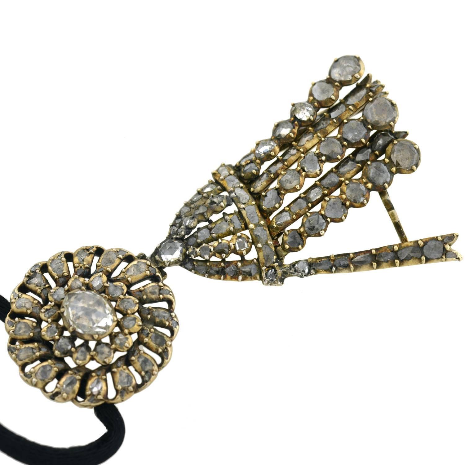 Georgian Rose Cut Diamond Tassel Pin/Pendant Necklace 1