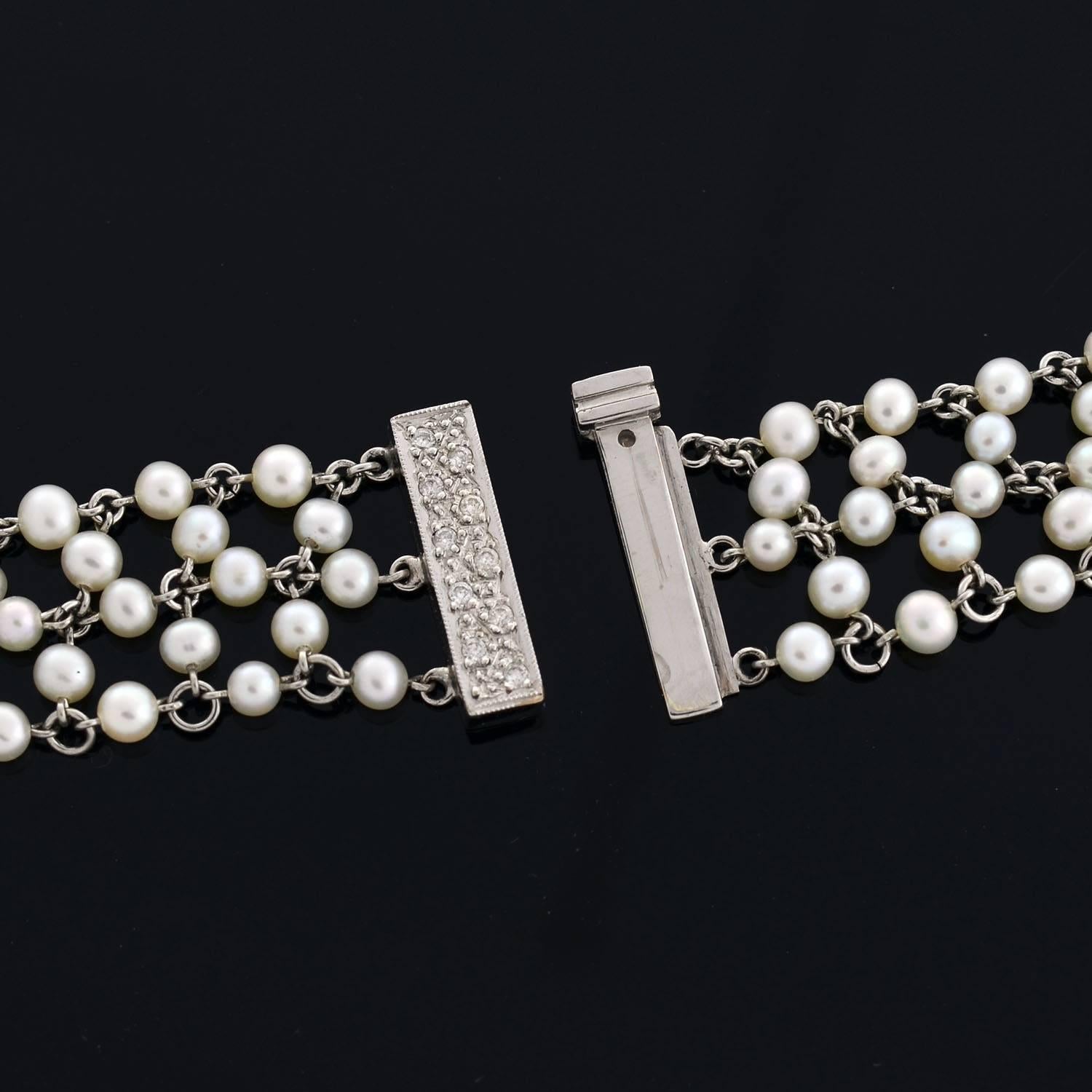 Collana edoardiana drammatica a più fili con festoni di perle e diamanti in vendita 3