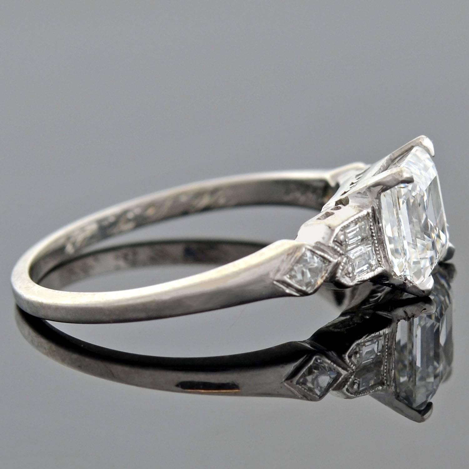 square emerald cut diamond ring