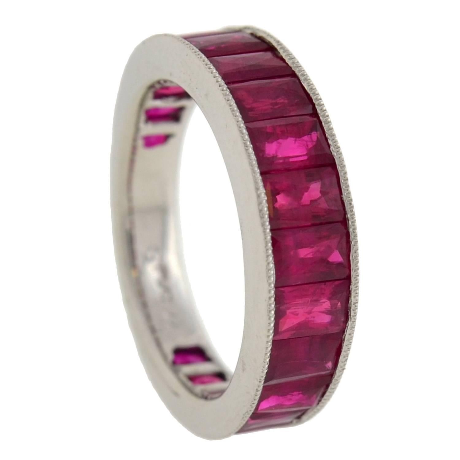 Contemporary 5.50 Total Carat Burmese Ruby Eternity Band Ring 1