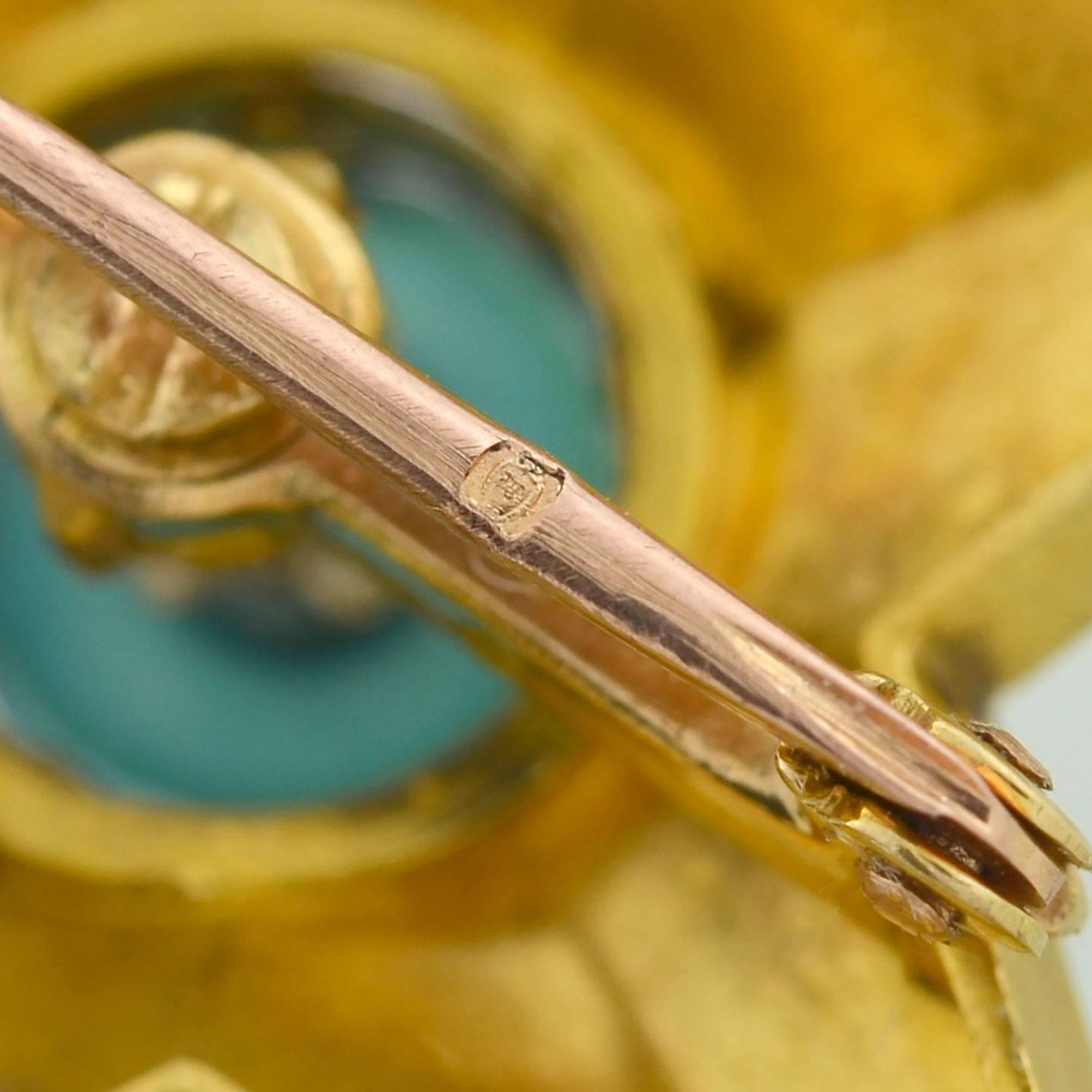 Victorian Tourmaline, Diamond, Calibrated Turquoise Starburst Pin Pendant 2
