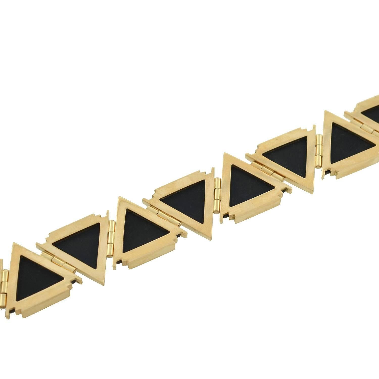 Early Retro Triangular Onyx Link Bracelet 1