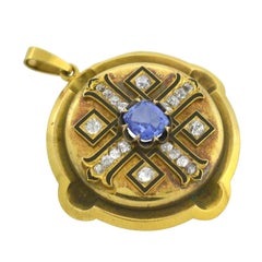 Victorian Sapphire Diamond Maltese Cross Pendant