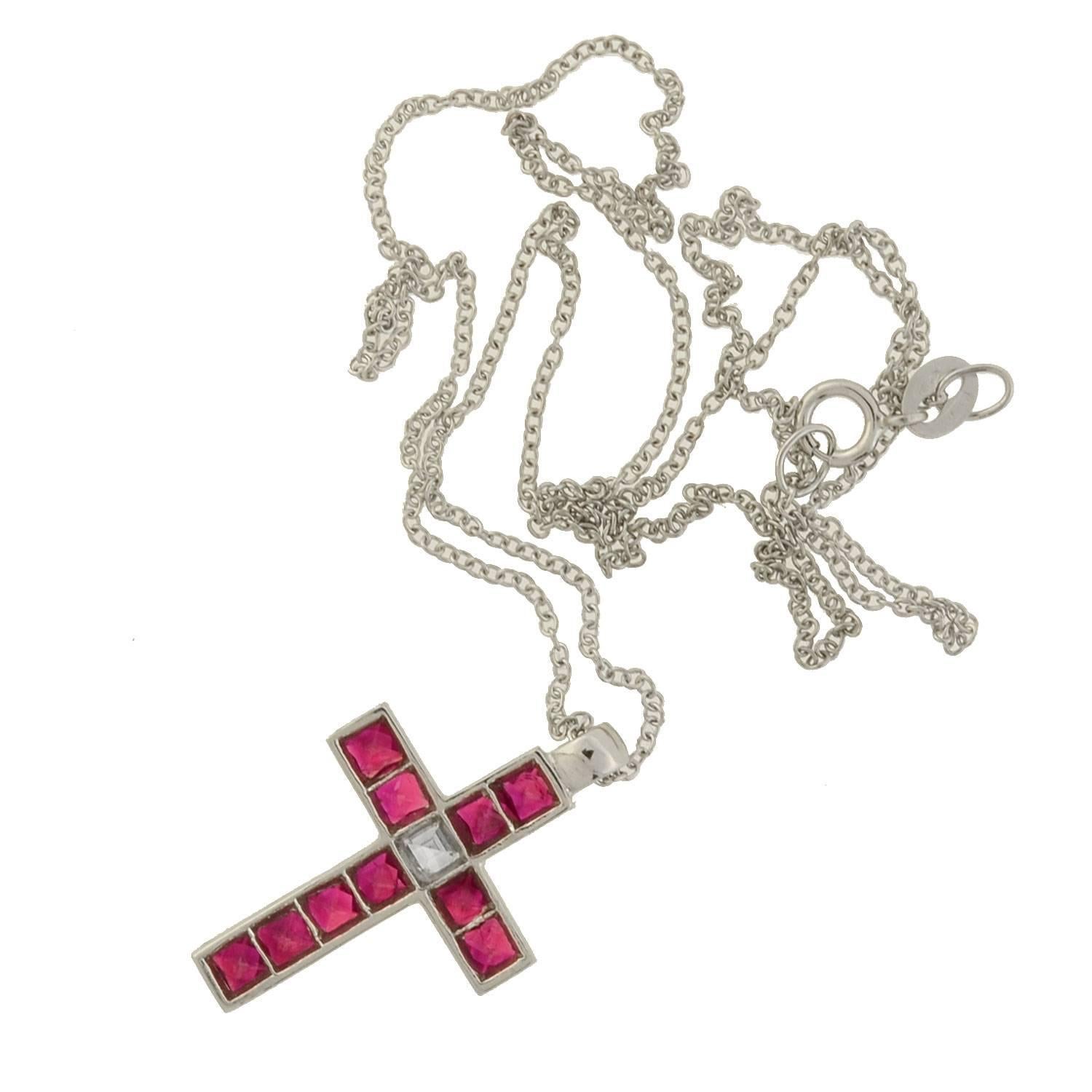ruby cross pendant necklace