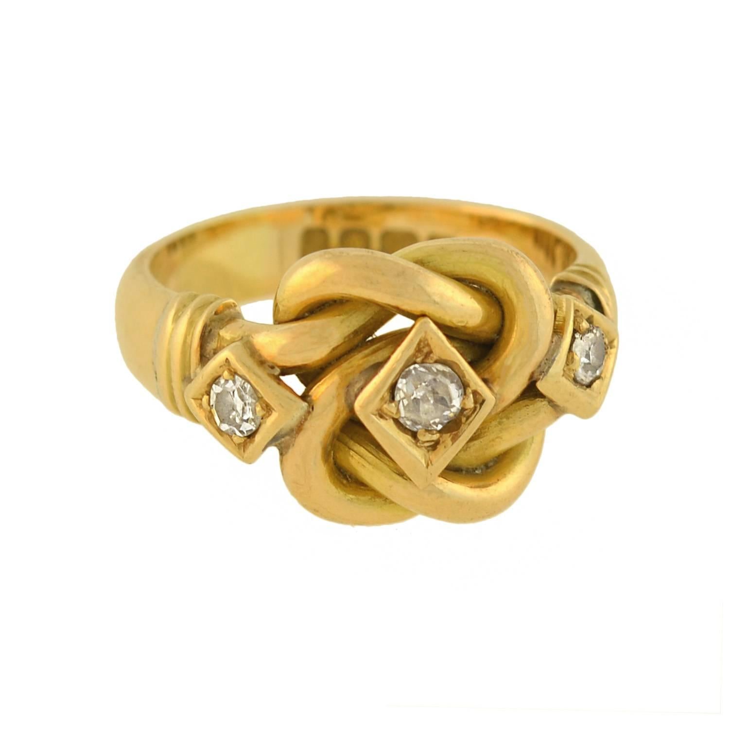 Edwardian Diamond Gold Love Knot Ring