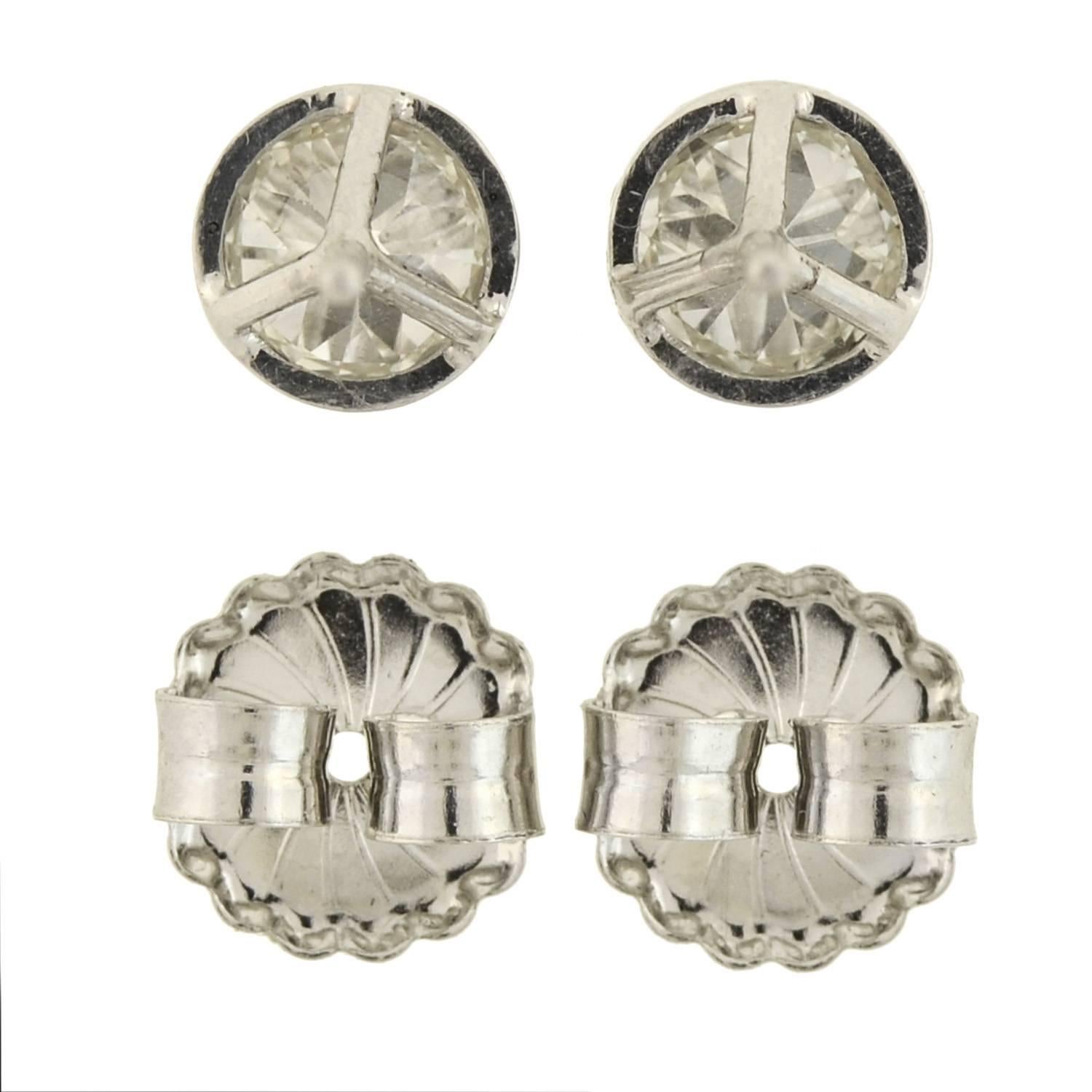 Art Deco Martini-Set 2.26 Total Carats Old European Diamond Stud Earrings In Excellent Condition In Narberth, PA