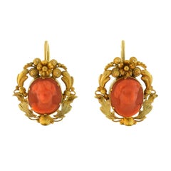 Victorian Dramatic Carved Coral Cannetille Wirework Day Night Earrings