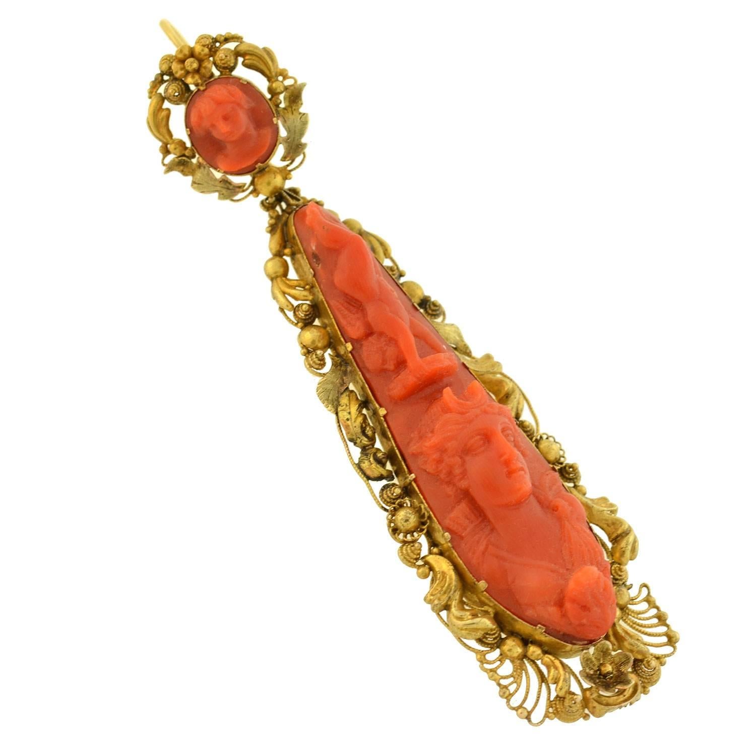 victorian coral earrings