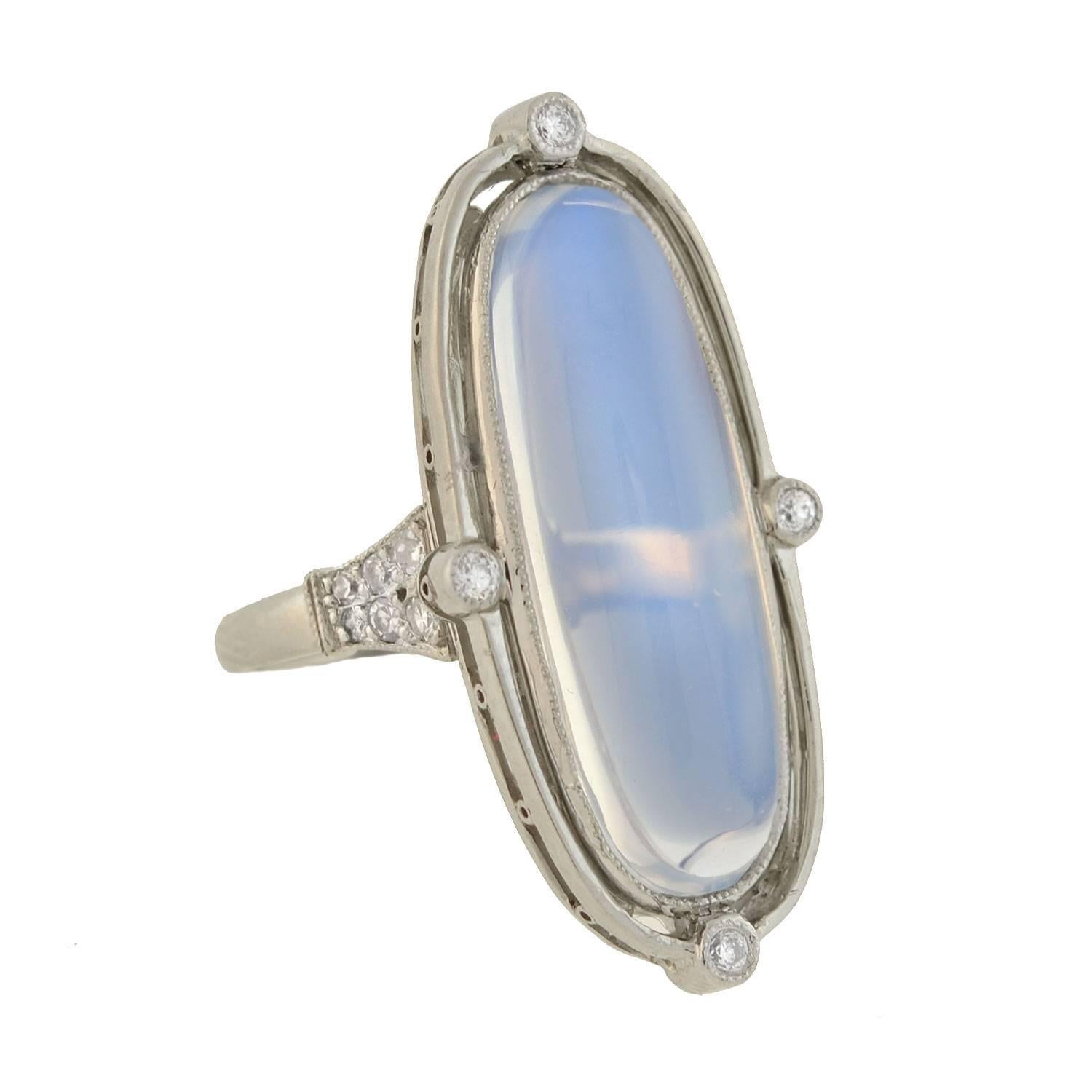 Tiffany & Co. Edwardian Moonstone Diamond Ring