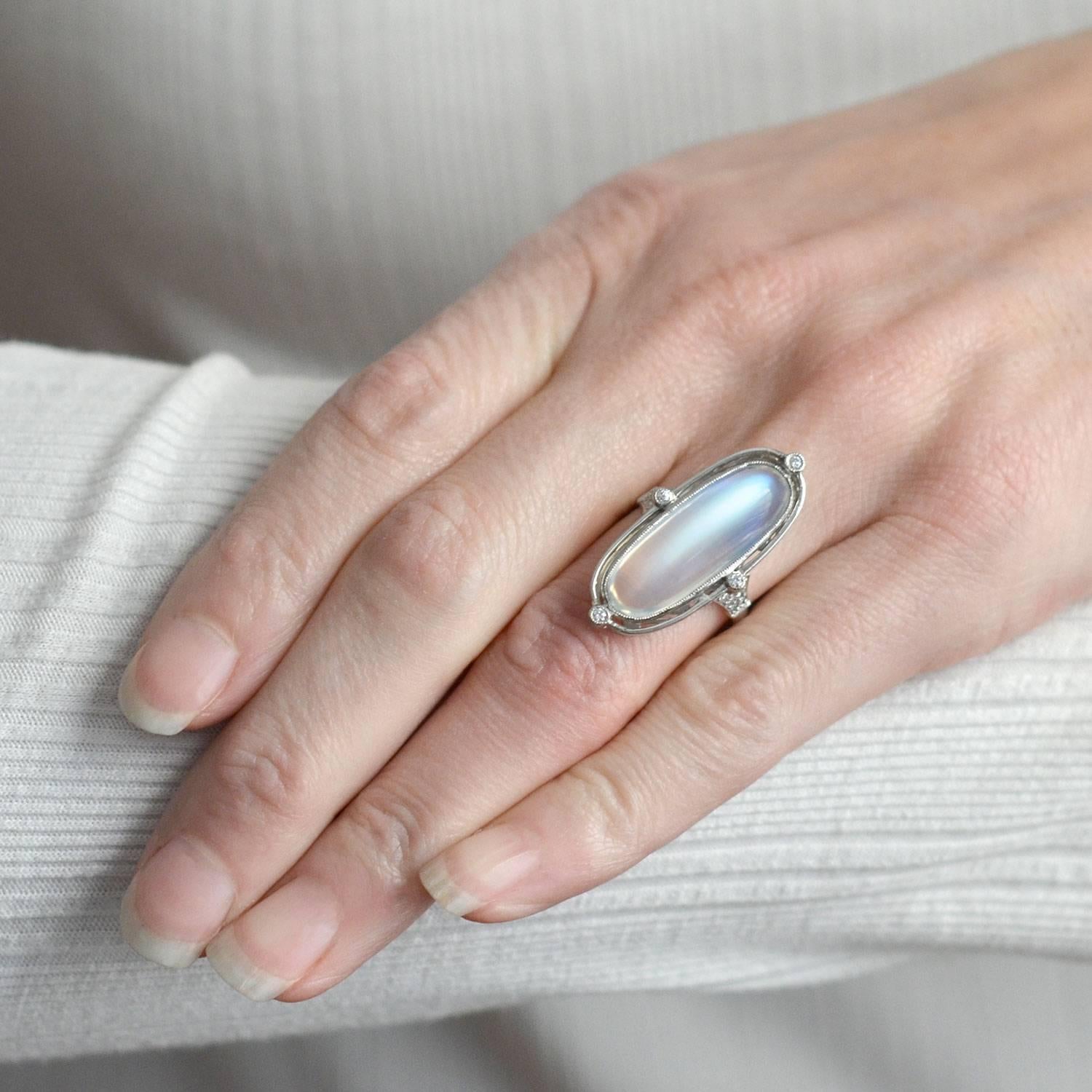 Women's or Men's Tiffany & Co. Edwardian Moonstone Diamond Ring