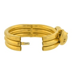 Victorian Wide Coiled Snake Hinged Pinchbeck Bangle Bracelet