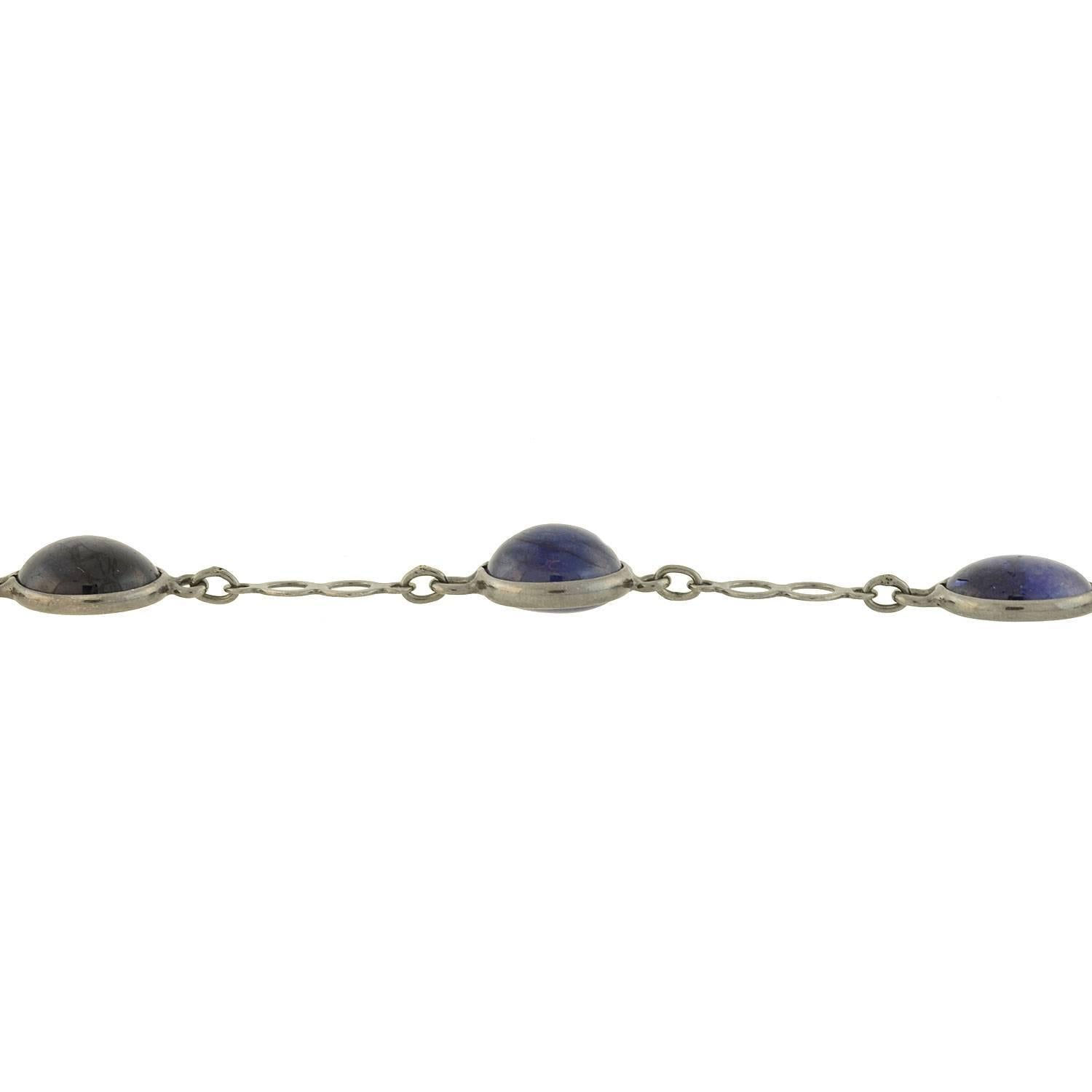 Contemporary Cabochon Sapphire Link Chain Necklace 1