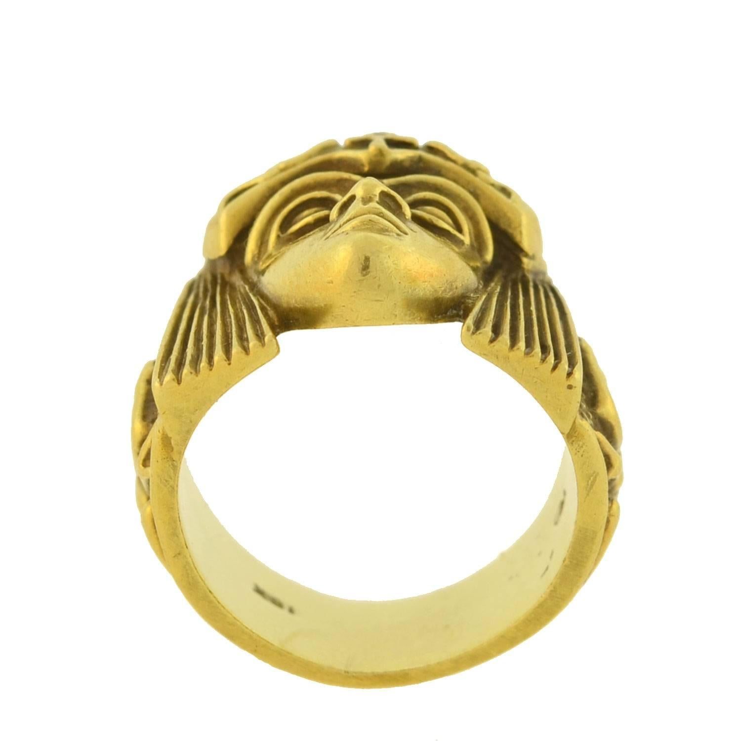 Women's or Men's Vintage Sculptural Egyptian Revival Style Ring