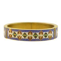 Late Victorian Enamelled Hinged Bangle Bracelet