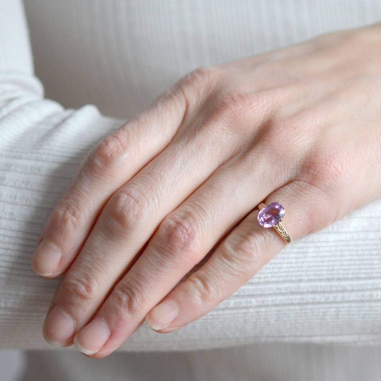 Victorian GIA Certified 3.00 Carat Natural Ceylon Pinkish Purple Sapphire Ring 1