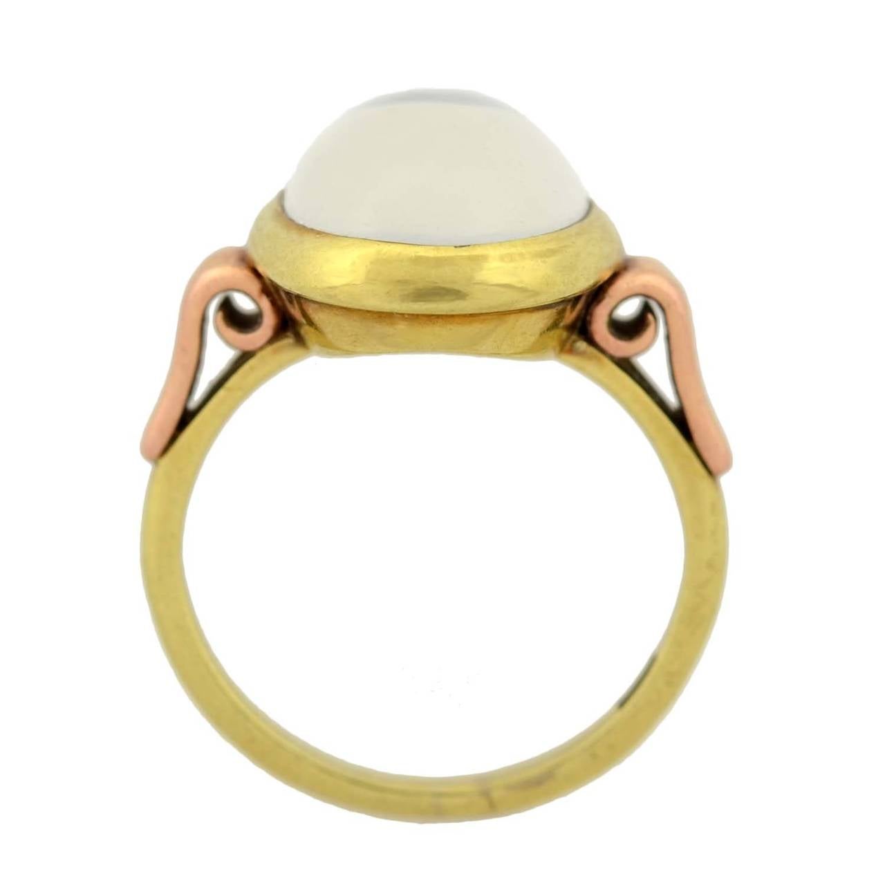 Women's Art Nouveau Mixed Metals Moonstone Cabochon Ring
