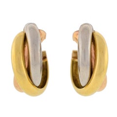 CARTIER Contemporary 3-Tone Trinity Hoop Clip Earrings