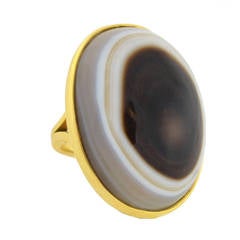 Contemporary Banded Agate Gold Ring