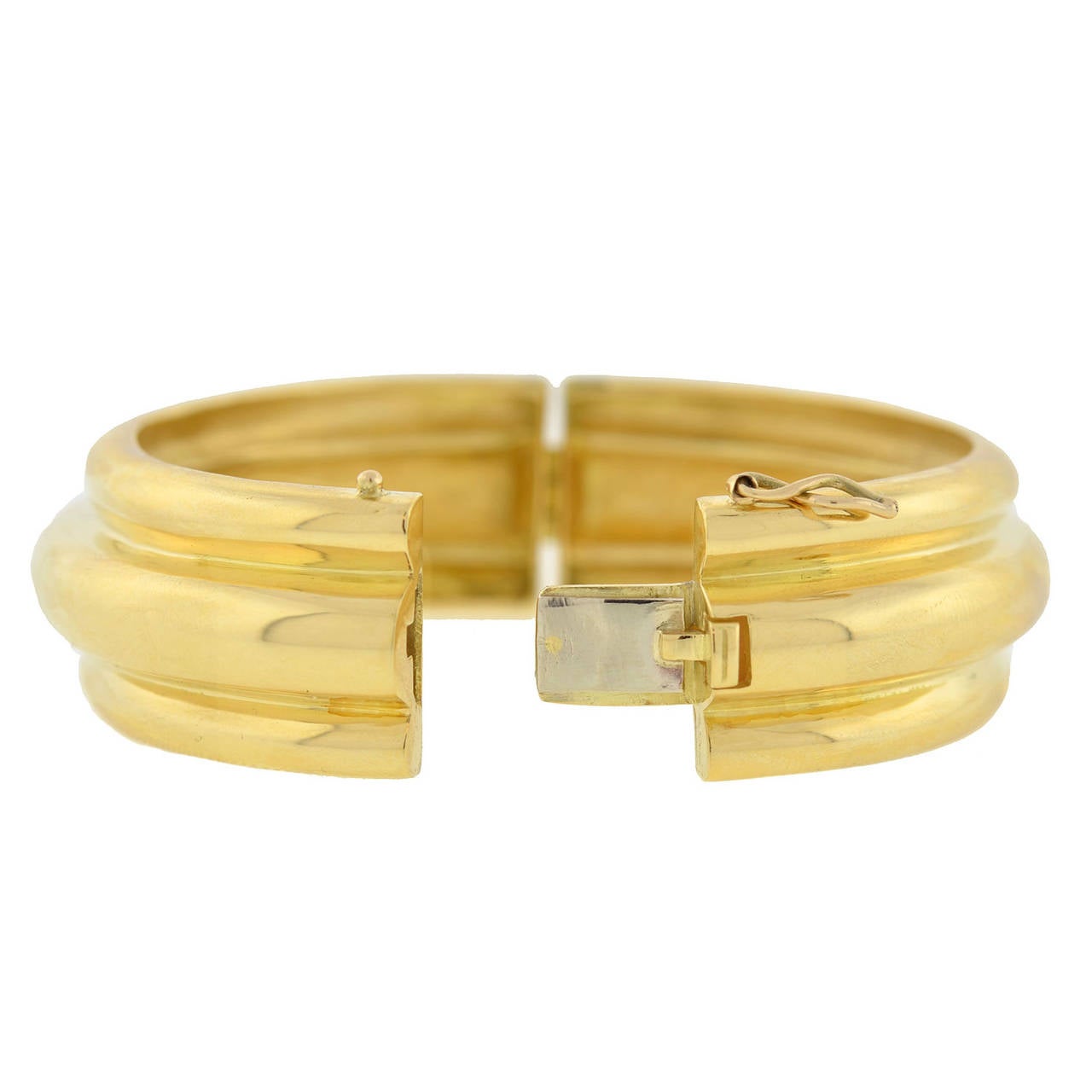 Women's Contemporary Hinged Gold Bangle Bracelet