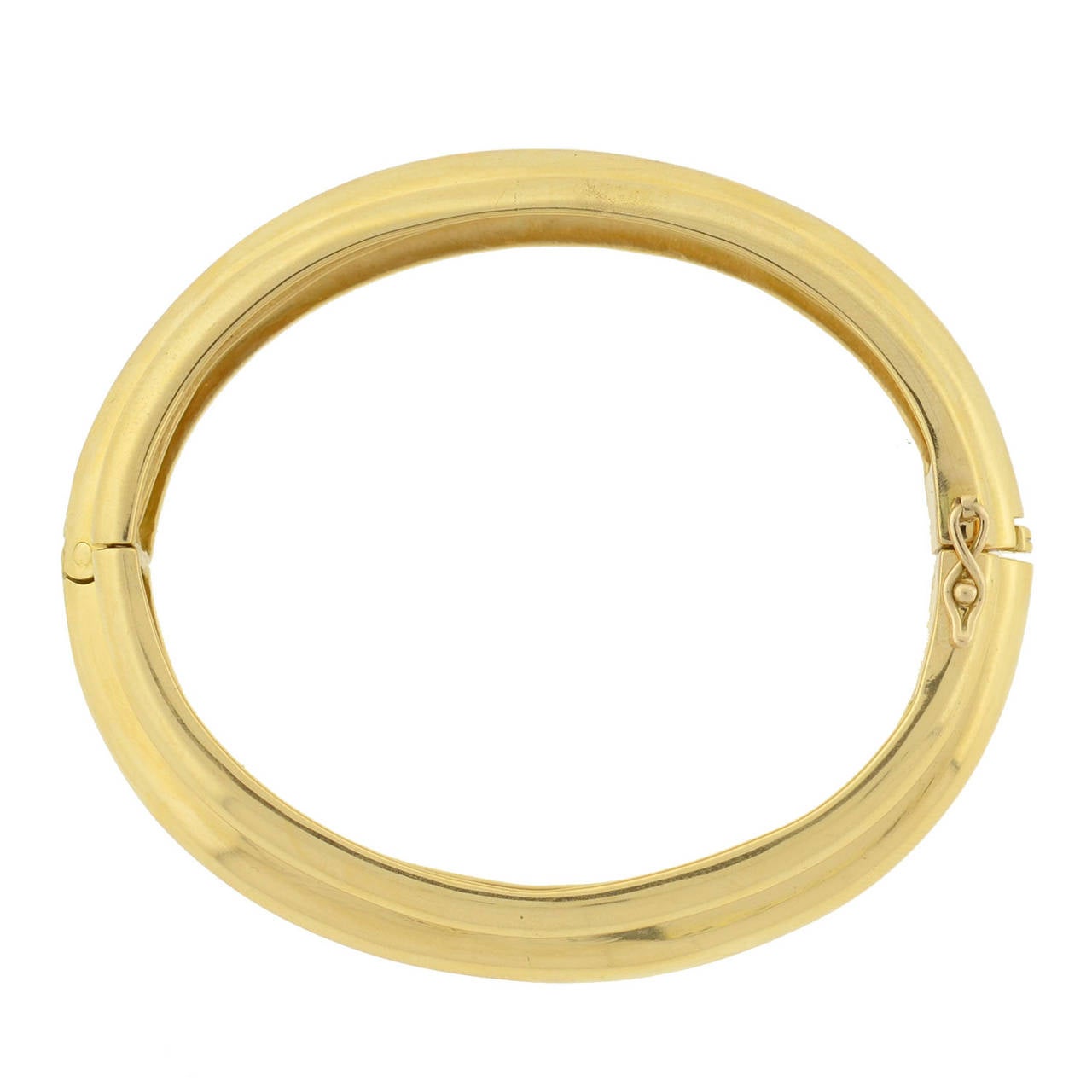 Contemporary Hinged Gold Bangle Bracelet 1